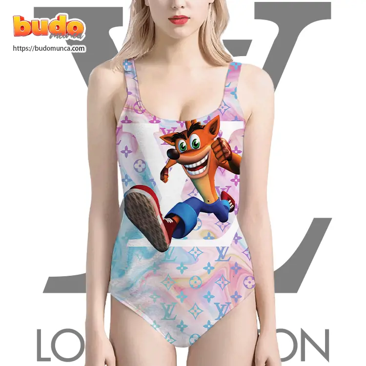 Lv feat crash bandicoot game run swimsuit louis vuitton gift uninque for women